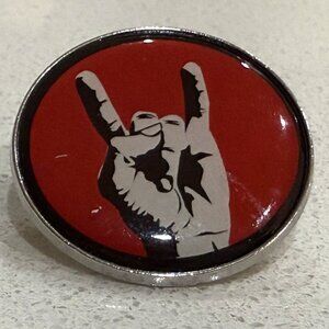 Rock and Roll Hand Gesture Badge Pin